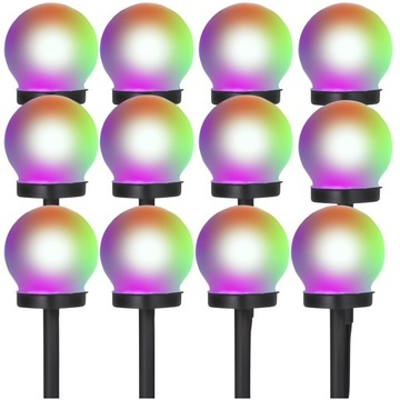 LAMPA SOLARNA KULE OGRODOWE LAMPKI SOLARNE RGB KULA WBIJANE DO OGRODU 12SZT
