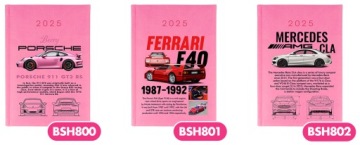 Розовый планировщик A5 CALENDAR 2025 для подарочных автомобилей PORSCHE Berry Patterns