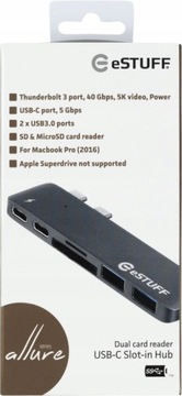USB-C Hub eSTUFF 40Gb, разветвитель 5K, MacBook PRO
