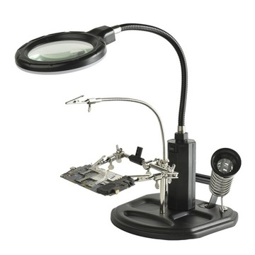 TRZECIA RĘKA UCHWYT DO PCB Z PODŚWIETLENIE 16 LED PODAJNIK DO CYNY TE-802