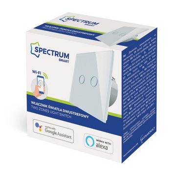 Двухзонный белый выключатель света Spectrum SMART