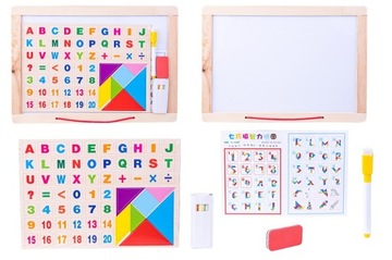 DREWNIANA TABLICA DWUSTRONNA KREDOWO-MAGNETYCZNA LITERKI WISZĄCA