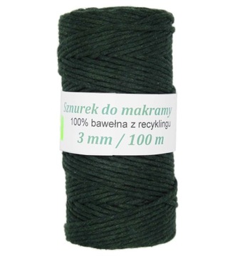Sznurek bawełniany pleciony JOLA 3mm ZIELONY