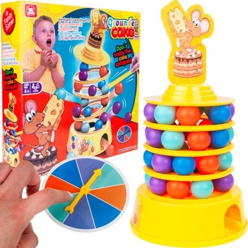 CHWIEJĄCA WIEŻA Z KULKAMI ZJEŻDŻALNIA GRA ZRĘCZNOŚCIOWA PIŁECZKI MYSZKA SER