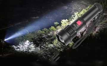 Latarka Taktyczna Akumulatorowa LED XHP90 Bardzo Mocna Zoom USB Wojskowa