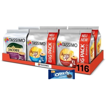 Kapsułki Tassimo MEGAPACK zestaw kawy czarne, 5+1 opakowanie + Oreo GRATIS!