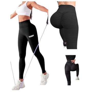 Legginsy DAMSKIE PUSH UP wysoki stan SPORTOWE elastyczne leginsy
