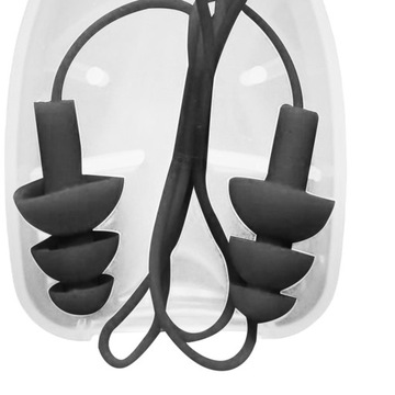 Беруши силиконовые со шнуром в футляре для многоразовой защиты органов слуха, черные