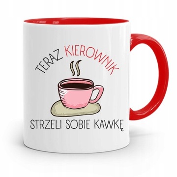 KUBEK CZERWONY DLA KIEROWNIKA STRZELI SOBIE KAWKĘ z Nadrukiem ze Zdjęciem