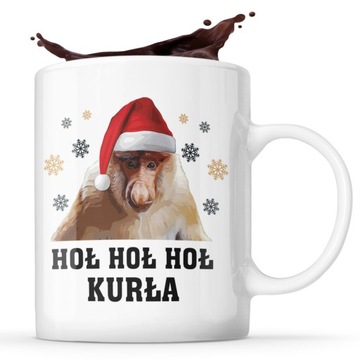 KUBEK ŚWIĄTECZNY NA ŚWIĘTA ŚMIESZNY NOSACZ HOŁ