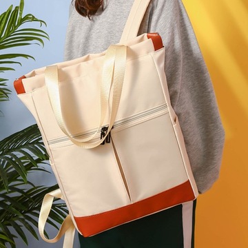 Dollcini, torba na laptopa, elegancka, do pracy, plecak szkolny, beżowa