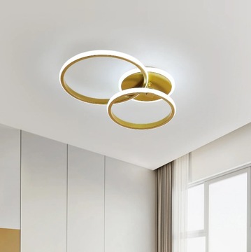 LAMPA SUFITOWA LED PLAFON RING LAMPA WISZACA ZŁOTA 6500K OKRĄGŁY NOWOCZESNA