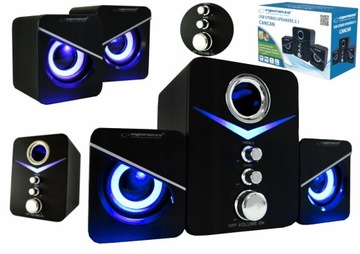 КОМПЛЕКТ ДИНАМИКОВ 2.1 ESPERANZA СВЕТОДИОДНОЙ ПОДСВЕТКОЙ