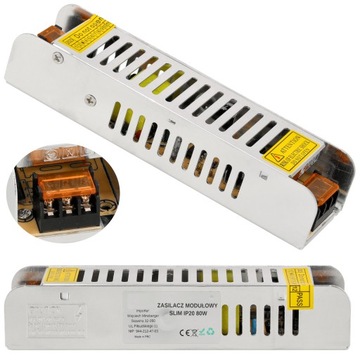Zasilacz do taśm LED slim 12V 6,6A 80W IP20