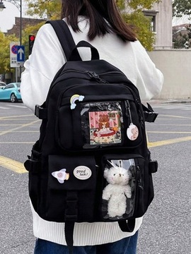 ЗЕЛЕНЫЙ школьный рюкзак для 1–3 классов с булавками в виде плюшевого мишки