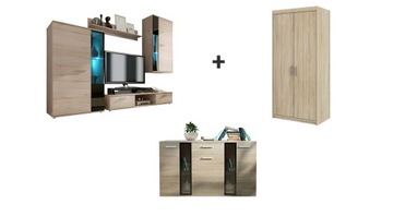 САЛЬСА стенка + шкаф ЕЛЕНА 2Д + комод САЛЬСА белый