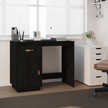 VidaXL Biurko, czarne, 95x50x75 cm, lite drewno so