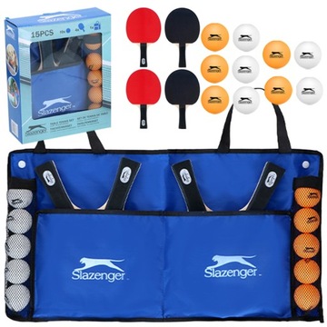 Zestaw do Tenisa Stołowego Slazenger Ping Pong 4 Rakietki 10 piłeczek Etui