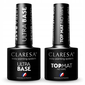 Claresa lakier hybryd ULTRA BASE + TOP MAT NO WIPE