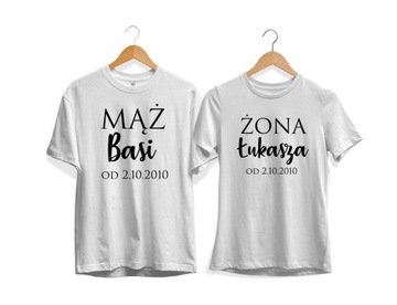 Koszulki Mąż Żona, Koszulki dla Męża i Żony z datą ślubu, Prezent Mąż Żona