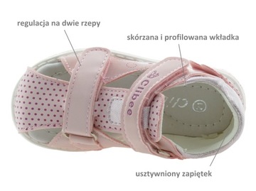 SANDAŁY DZIEWCZĘCE KRYTE BUTY DZIECIĘCE rzepy 23
