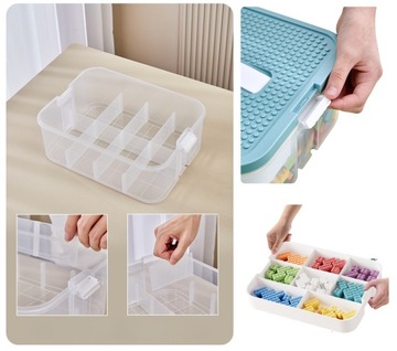 КОРОБКА ДЛЯ ИГРУШЕК КОНТЕЙНЕР КИРПИЧИ 2-СЛОЙНАЯ ИСТОРИЯ ОРГАНАЙЗЕР LEGO