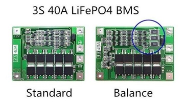 Модуль печатной платы BMS PCM — вер. БАЛАНС-3S - 12,6В - 40А - для 18650 ячеек