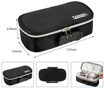 Черный пенал с отделением и ручкой.