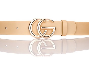 Женский деловой ремень к ДЖИНСОВЫМ БРЮКАМ, БЕЖЕВАЯ КОЖА