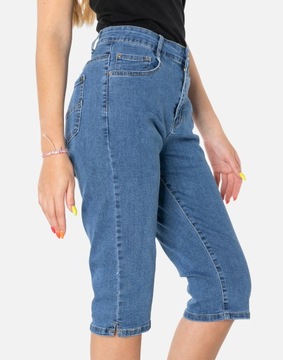 Cienkie Krótkie Spodnie Spodenki Jeans Damskie Rybaczki Capri Dżins 2103 37