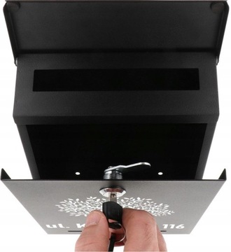 SKRZYNKA NA LISTY POCZTOWA Z NUMEREM DOMU ADRESEM NAPIS RAL CZARNY MATOWY