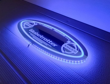 Volvo lustro LED , logo na tylną sciane, nad łóżko V03-BLUE