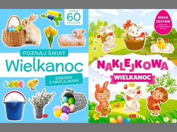 PAKIET Książeczek z NAKLEJKAMI dla Dzieci WIELKANOC 2w1