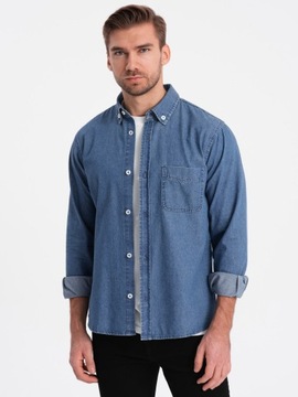 Klasická pánska džínsová košeľa SLIM modrá OM-SHDS-0116 L