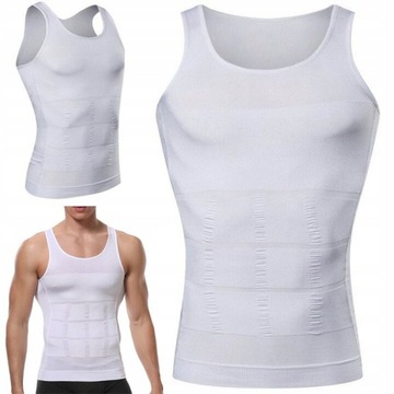 Koszulka męska wyszczuplająca modelująca podkoszulka slim XL biała
