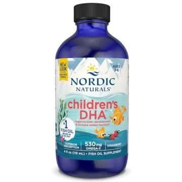 Nordic Naturals Children's DHA 530mg Omega 3 237ml Dla dzieci Truskawka