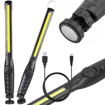 ЛАМПА ДЛЯ МАСТЕРСКОЙ COB СВЕТОДИОДНЫЙ ФАКЕЛ 8 Вт USB МАГНИТ