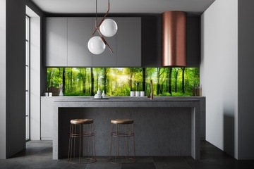 FOTOTAPETA DO KUCHNI ZMYWALNA Las Słońce zieleń 350x60