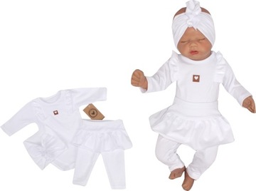 3cz KOMPLET body+ legginsy ze spódniczką+opaska 56