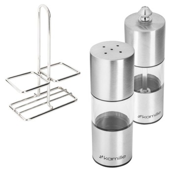 MŁYNEK DO PRZYPRAW ZESTAW SOLNICZKA I PIEPRZNICZKA NA STOJAKU KAMILLE