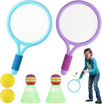 PLAŻOWE RAKIETKI + 2x LOTKA I 2x PIŁKA BADMINTON DLA DZIECI