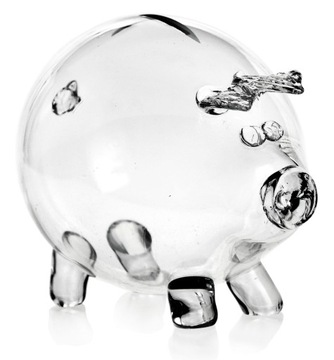 ПРОЗРАЧНАЯ большая стеклянная копилка СВИНКА в ПОДАРОК ​​Шкло-Кросно