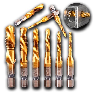 KOBALTOWE WIERTŁA GWINTUJĄCE GWINTOWNIKI DO METALU HSS RS M3 - M10 6 SZTUK