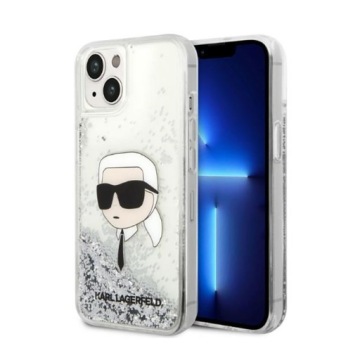 Karl Lagerfeld Liquid Glitter Nft Karl's Head Pouzdro pro iPhone 14 Plus stříbrné