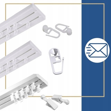 Двойной карниз, двухрядный, потолочный рельс, с крышкой, 9см, 2-полосный, 100см