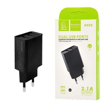 SZYBKA ŁADOWARKA SIECIOWA 2xUSB UNIWERSALNA ZASILACZ KOSTKA 10W 2A