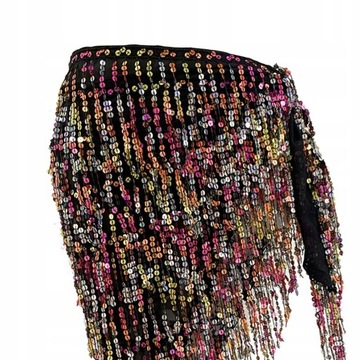 Юбка для танца живота с пайетками и бахромой