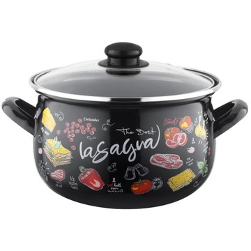 GARNEK EMALIOWANY LASAGNA 18 CM 3L EMALIA PLESZEW SZKLANA POKRYWKA