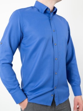 Элегантная мужская рубашка CASUAL SLIM CROWN BLUE XXL