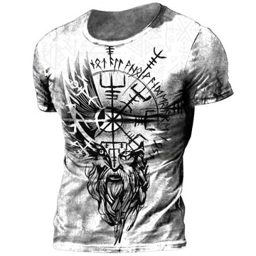 T-SHIRT MĘSKI KOSZULKA 3D NADRUK VIKING DRAGON, L